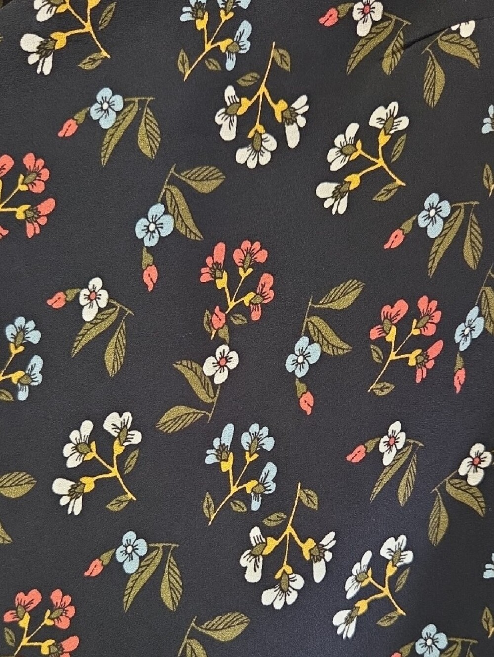LOFT Navy Floral Sleeveless Top with Border Print, Size 16/XL - Picture 4 of 11
